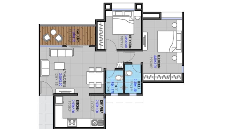 V-Uptown-Floor-Plan-2BHK-770 Sqft